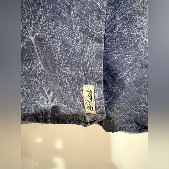 Woolrich Blue Printed Tree Pattern Long Sleeve Button Up 100% Cotton Shirt sizeL - Picture 3 of 9
